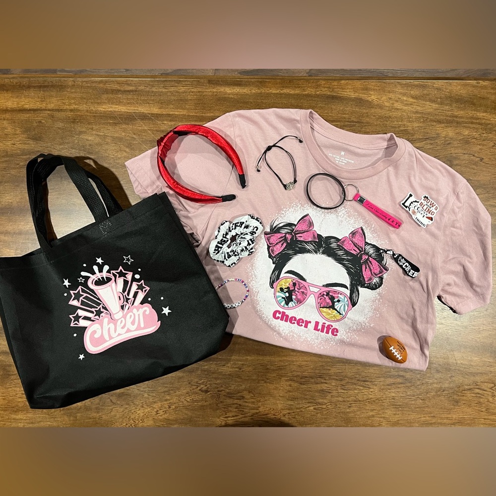 🎈$5 DEAL: Pink Cheer Life Kids T-Shirt and Accessories Set